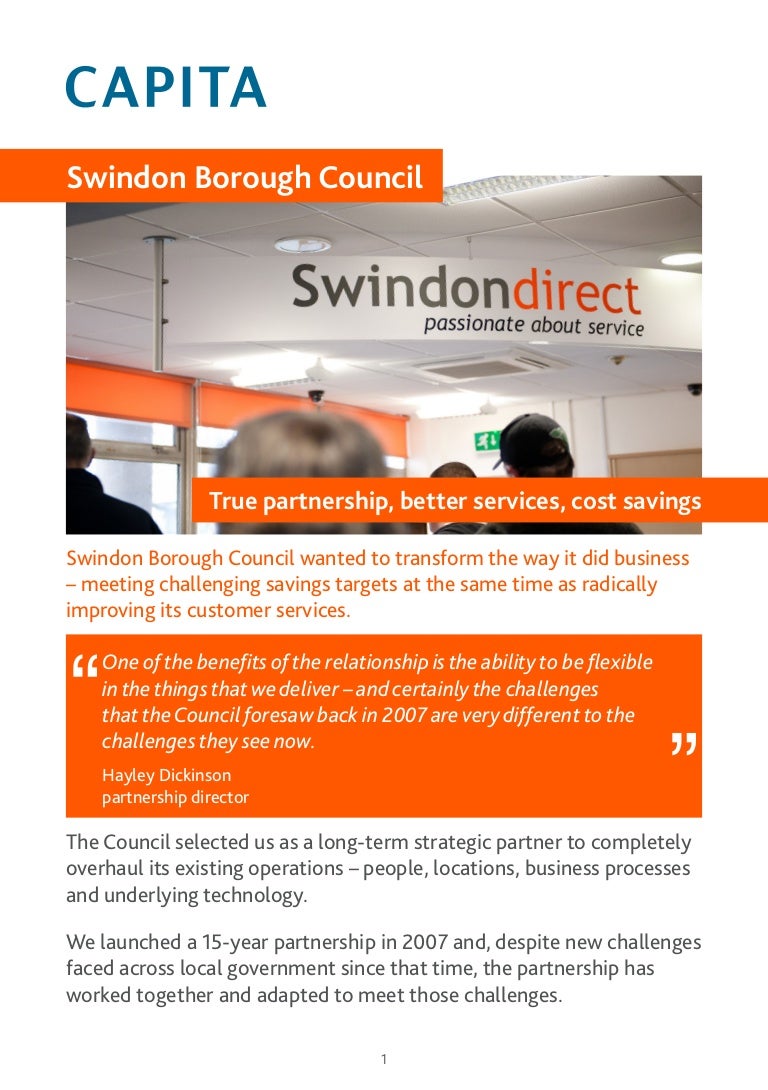 Capita and Swindon Borough Council case study