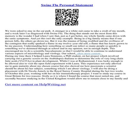 Swine Flu Personal Statement