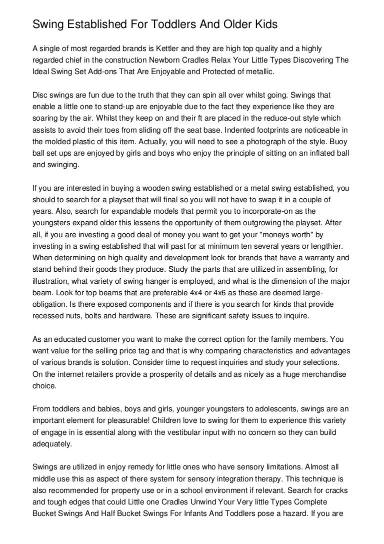 Swing Established For Toddlers And Older Kids