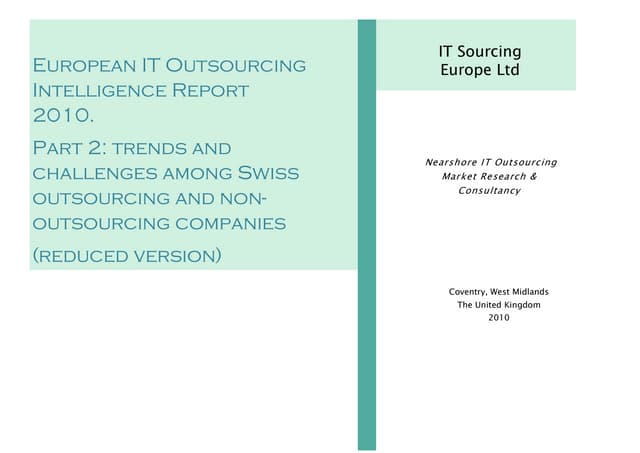 Swiss IT Outsourcing Intelligence Reprot 2010