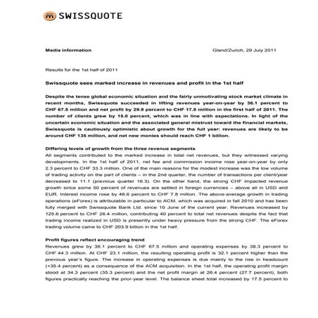 Swissquote h1 2011
