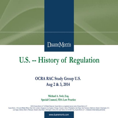 U.S. -- History of Regulation