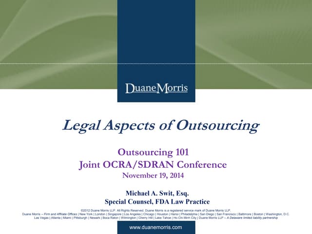 Legal Aspects of Outsourcing for Dr...