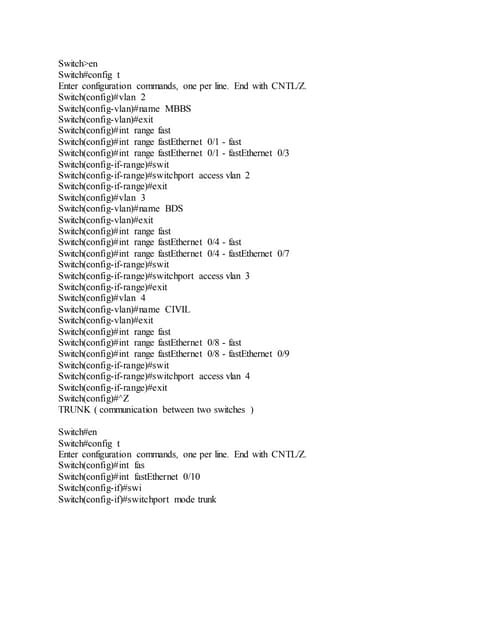 Switch configuration (command)