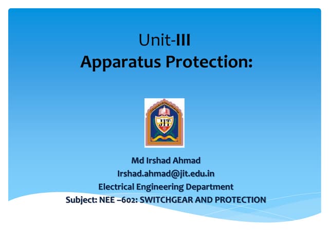 Switchgear and protection 3