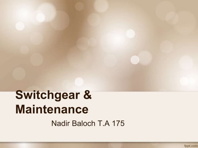 Switchgear presentation