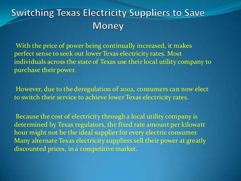 Switching texas electricity suppliers to save money