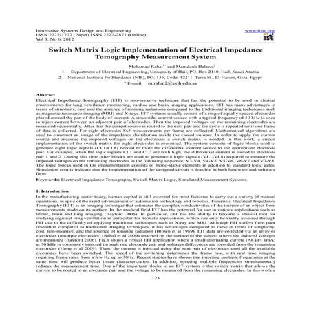 Switch matrix logic implementation of electrical impedance tomography measure...
