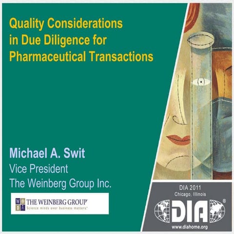 Quality Considerations in Due Diligence for Pharmaceutical Transactions