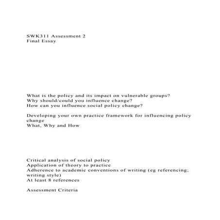 SWK311 Assessment 2 Final EssayWhat is t.docx