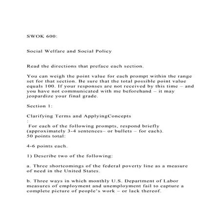 SWOK 600Social Welfare and Social PolicyRead the di.docx