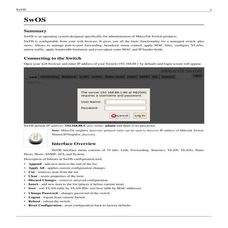 SwOS (MikroTik Switch OS) Administration Guide