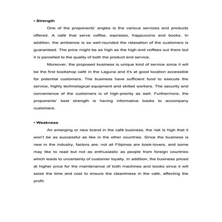 Swot sample of Coffee shop