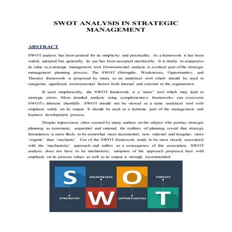 SWOT Analysis in Strategic Management