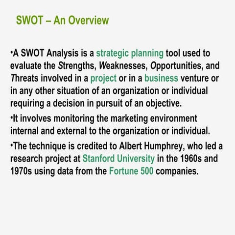 SWOT summary