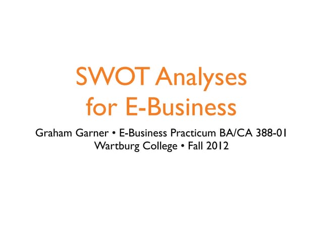 Swot Analyses for E-business