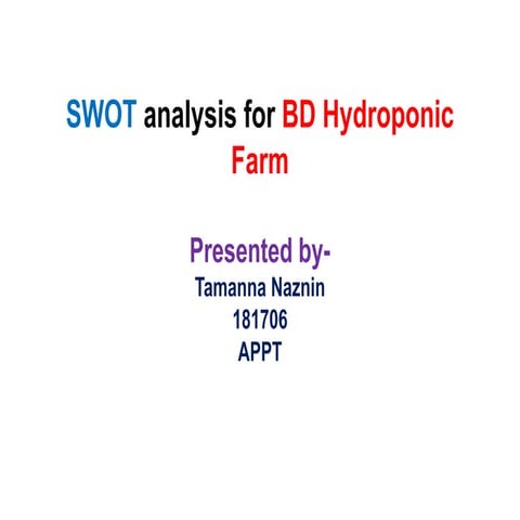 Swot analysis for bd hydroponic farm