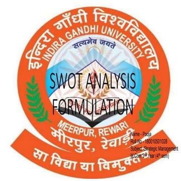 Swot analysis formulation
