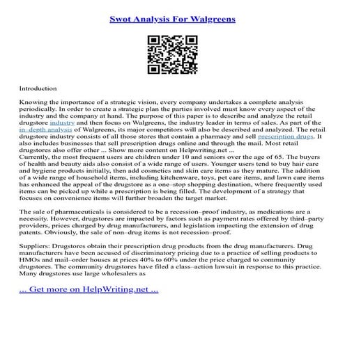 Walgreens Swot Analysis – CVS Health SWOT & PESTLE Analysis – GZPFK