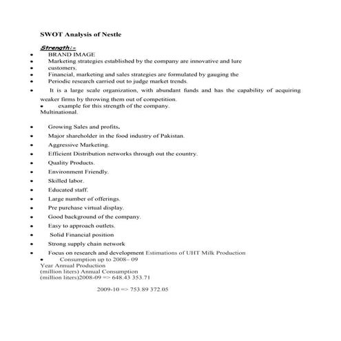 Swot analysis of nestle