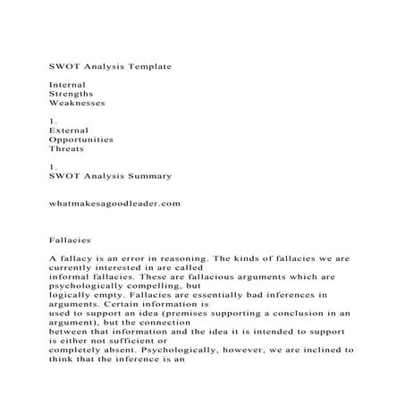 SWOT Analysis TemplateInternalStrengthsWeaknesses1. .docx