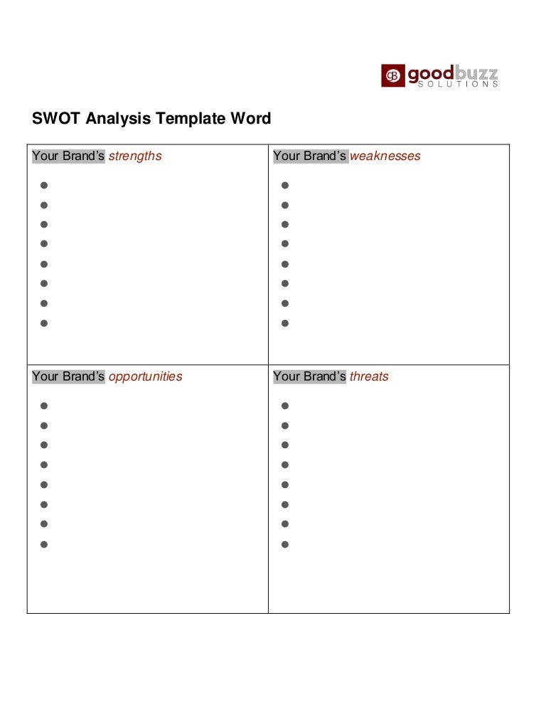 swot analysis template word swot analysis template for word