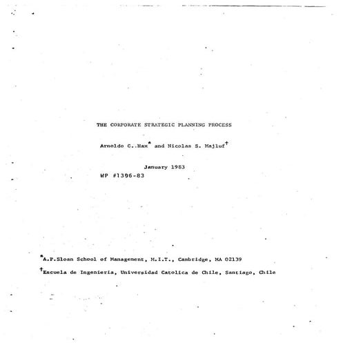 The Corporate Strategic Planning process