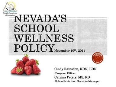 Nevada's School Wellness Policy Webinar Series  1