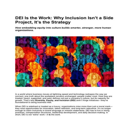 DEI Is the Work: Why Inclusion Isn’t a Side Project, It’s the Strategy ...