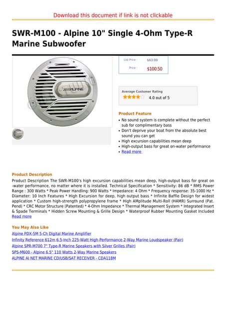 alpine marine subwoofer