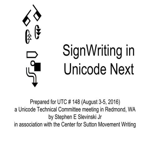 SIGNWRITING SYMPOSIUM PRESENTATION 61: SignWriting in Unicode Next by Stephen...