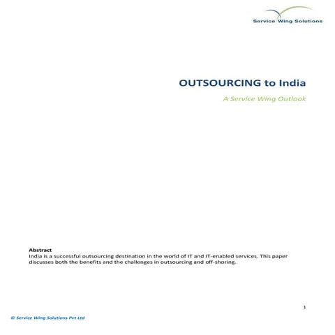 Outsourcing to India - Service Wing Outlook