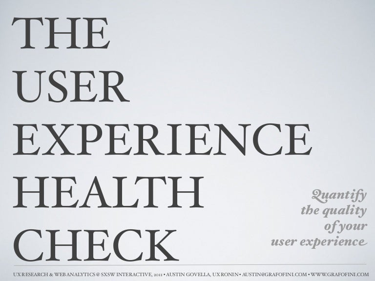The User Experience Health Check