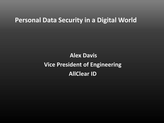 Personal Data Security in a Digital World
