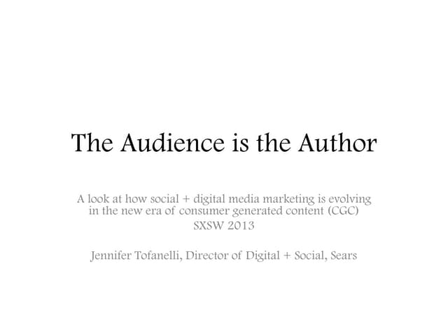 At SXSW 2013, the Audience is the A...