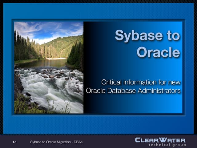 Sybase To Oracle Migration for DBAs