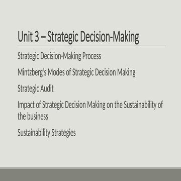 Strategic Decision Making Process points