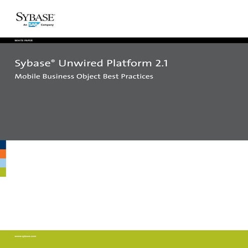 Sybase Unwired Platform Modelling Best Practices 