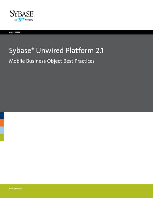 Sybase Unwired Platform Modelling Best Practices 