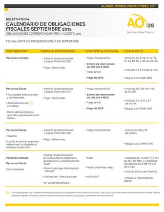 Calendario de obligaciones fiscales septiembre 2015