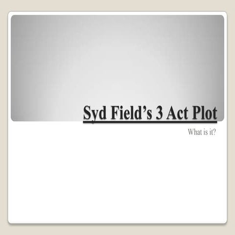 Syd field’s 3 act plot