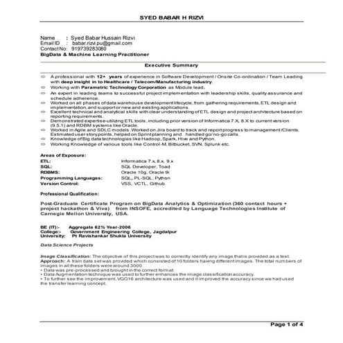 Syed babar resume