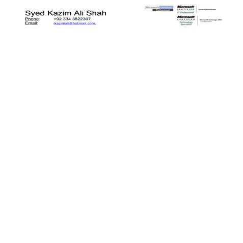 RESUME SYED KAZIM ALI SHAH