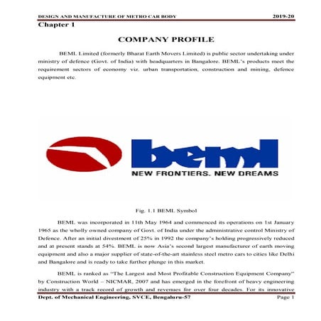 DESIGN AND MANUFATURE OF METRO CAR BODY