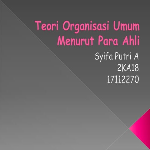 TEORI ORGANISASI UMUM