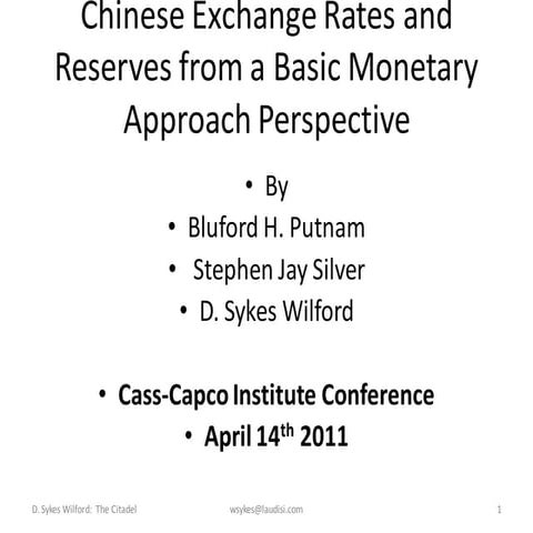 Chines Exchange Rates and Reserves from a Basic Monetary Approach Perspective