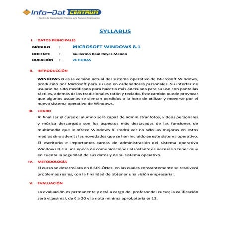 Sylabus para el alumno - Windows8.1 Mar - Jue