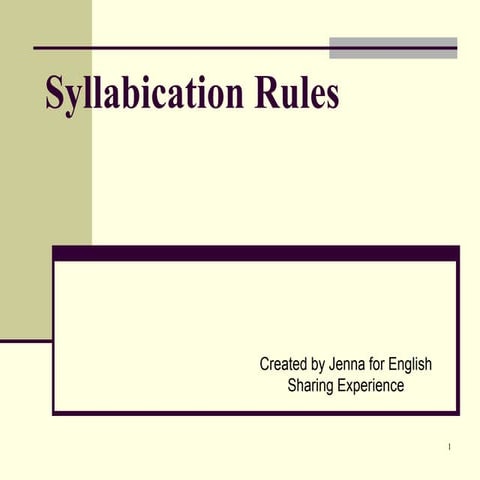 Syllabication Rules
