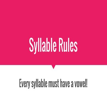 Syllable rules