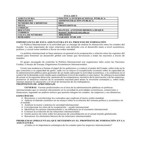 Syllabus Política Internacional Publica